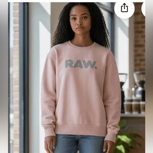 G-Star RAW Logo Crewneck Sweatshirt in Blush Pink